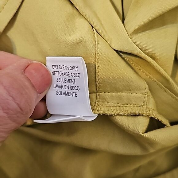 BCBG Max Azria mustard yellow, green cotton wrap  shirt size small - Picture 11 of 11